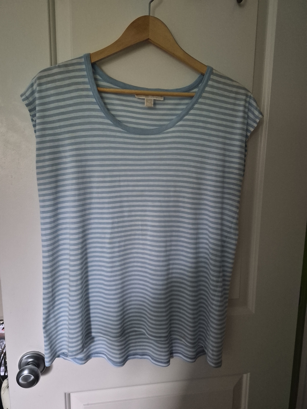 Michael Kors Striped Light Blue and White Sleeveless Tank Top